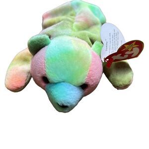 Sammy Beanie Baby TY tie dye bear with hologram tag, 1998 Beanie